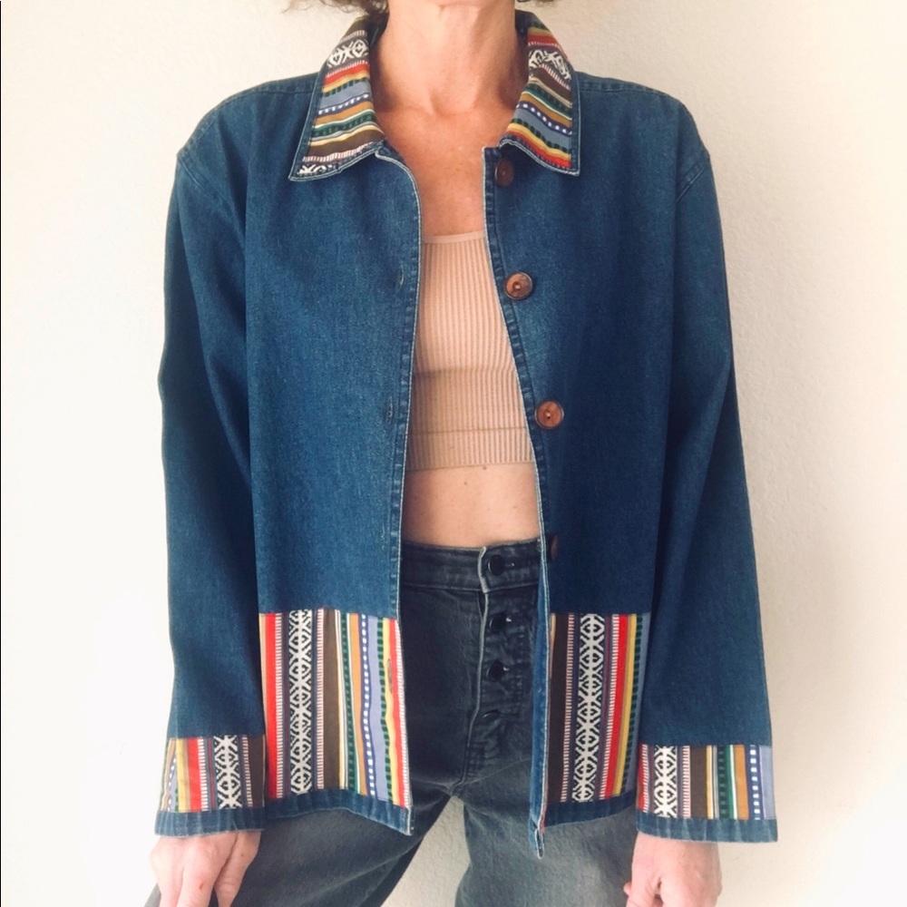 🦊VTG button down soft denim boho jacket - Picture 3 of 11
